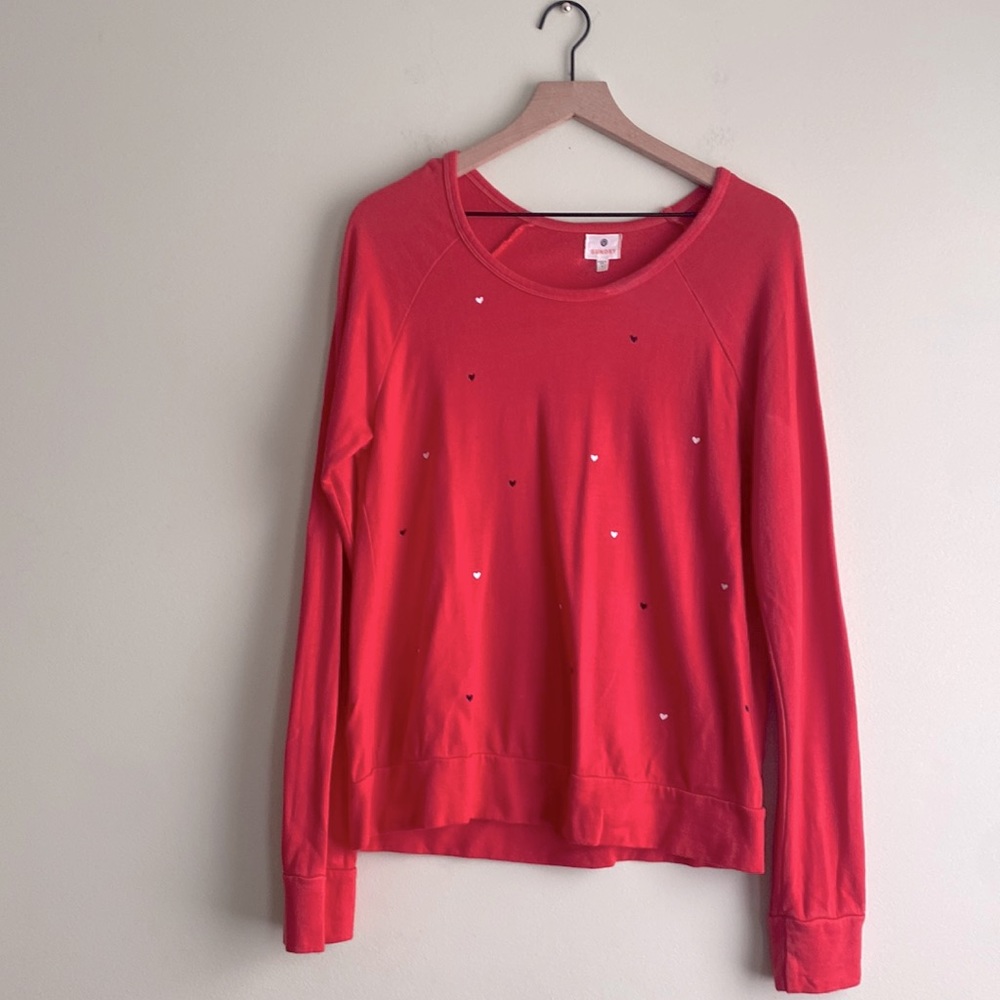 Sundry Red Hearts Raglan Valentine Sweatshirt - Picture 2 of 5